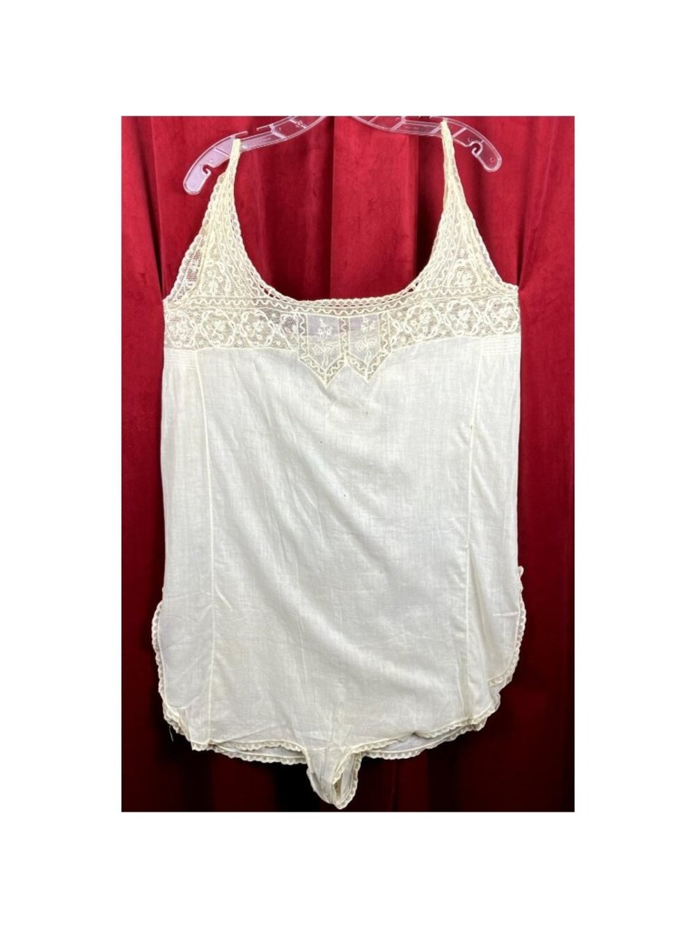 XL 1x 2x Edwardian 20s step In  romper Summer Cotton  Combi Plus Needle Lace